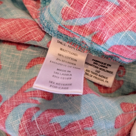 Lilly Pulitzer Linen Beach Resort Pants Shorely Blue Don't Be Shelfish Size XL - Picture 6 of 15
